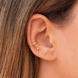 925 Silver CZ Spike Stud Earrings For Women Classic Christmas Jewelry