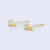 925 Silver CZ Spike Stud Earrings For Women Classic Christmas Jewelry