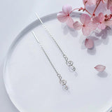 925 Silver Musical Note Chain Drop Earrings Prevent Allergy