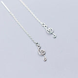 925 Silver Musical Note Chain Drop Earrings Prevent Allergy
