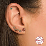 925 Silver Zircon Ear Studs Earrings Tragus Cartilage Piercing Jewelry