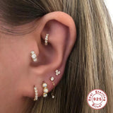 925 Silver Zircon Ear Studs Earrings Tragus Cartilage Piercing Jewelry