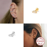 925 Silver Zircon Ear Studs Earrings Tragus Cartilage Piercing Jewelry