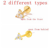 925 Silver Zircon Ear Studs Earrings Tragus Cartilage Piercing Jewelry