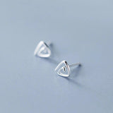 Silver 925 Triangle Stud Earrings Fine Women Jewelry 925 Sterling Silver
