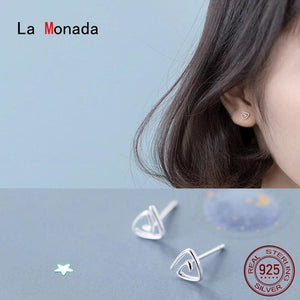 Silver 925 Triangle Stud Earrings Fine Women Jewelry 925 Sterling Silver