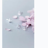 Silver 925 Triangle Stud Earrings Fine Women Jewelry 925 Sterling Silver