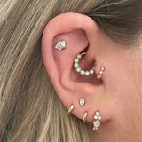 Small Round Piercing Cartilage Hoop Earring 18k Plated 925 Sterling Silver
