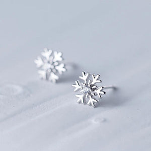 Snowflake Stud Earrings Silver 925 Women's Accessories