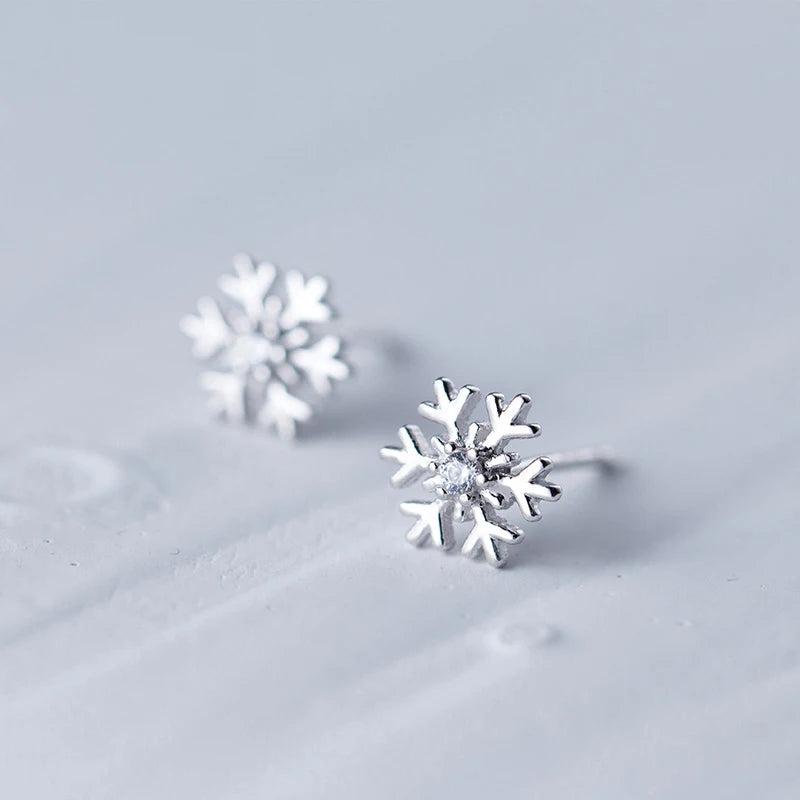 Snowflake Stud Earrings Silver 925 Women's Accessories