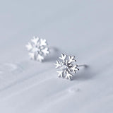 Snowflake Stud Earrings Silver 925 Women's Accessories