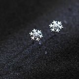 Snowflake Stud Earrings Silver 925 Women's Accessories