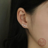 925 Silver Flower Star Stud Earrings French Inlaid Crystal Women Sweet Jewelry
