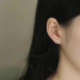 925 Silver Flower Star Stud Earrings French Inlaid Crystal Women Sweet Jewelry