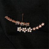 925 Silver Flower Star Stud Earrings French Inlaid Crystal Women Sweet Jewelry