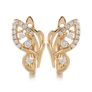 Summer Bling Earrings 585 Rose Butterfly Zircon Earrings for Women