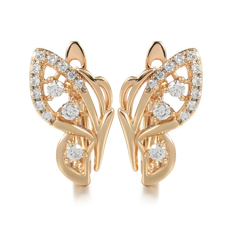 Summer Bling Earrings 585 Rose Butterfly Zircon Earrings for Women