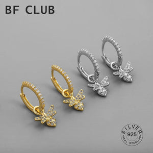 925 Silver Circle Earrings Birds Bee Tassel Jewelry Party Accessories