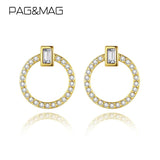 925 Silver Round Stud Earrings with Zircon - Fine Jewelry Gift
