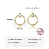 925 Silver Round Stud Earrings with Zircon - Fine Jewelry Gift