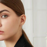 925 Silver Round Stud Earrings with Zircon - Fine Jewelry Gift