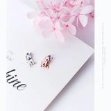 925 Silver Deer Stud Earrings Women Enamel Fine Jewelry