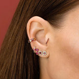 925 Silver Colorful Round Stud Earring Zircon Piercing Small Earrings