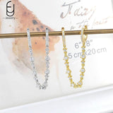 925 Silver Needle Crystal Tassel Hoop Earrings Chain Ear Clips