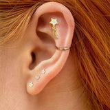 925 Sterling Silver Star Pink Earring for Women Cartilage Jewelry