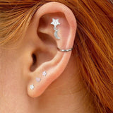 925 Sterling Silver Star Pink Earring for Women Cartilage Jewelry