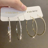 925 Silver Circle Hoop Earrings Crystal Round Party Jewelry Gift