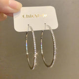 925 Silver Circle Hoop Earrings Crystal Round Party Jewelry Gift