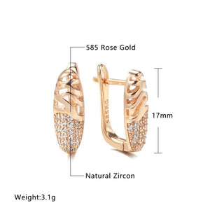 Rose Oval Clip Earrings Hollow Wave Glossy Matrix 1mm Natural Zircon Earrings