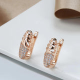 Rose Oval Clip Earrings Hollow Wave Glossy Matrix 1mm Natural Zircon Earrings