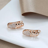 Rose Oval Clip Earrings Hollow Wave Glossy Matrix 1mm Natural Zircon Earrings