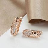 Rose Oval Clip Earrings Hollow Wave Glossy Matrix 1mm Natural Zircon Earrings