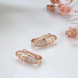 Rose Oval Clip Earrings Hollow Wave Glossy Matrix 1mm Natural Zircon Earrings