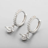 925 Silver Circle Earrings Universal Zircon Tassel Party Jewelry