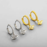 925 Silver Circle Earrings Universal Zircon Tassel Party Jewelry