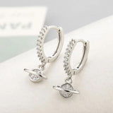 925 Silver Circle Earrings Universal Zircon Tassel Party Jewelry