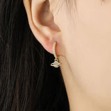 925 Silver Circle Earrings Universal Zircon Tassel Party Jewelry