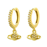 925 Silver Circle Earrings Universal Zircon Tassel Party Jewelry