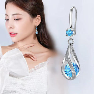 925 Sterling Silver Crystal Earrings for Women Party Wedding
