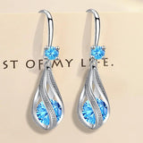 925 Sterling Silver Crystal Earrings for Women Party Wedding