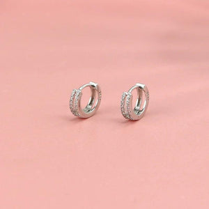 Double Layer Zircon Hoop Earrings for Women Silver Ear Buckle Jewelry