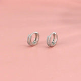 Double Layer Zircon Hoop Earrings for Women Silver Ear Buckle Jewelry