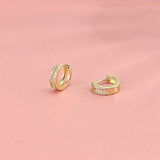 Double Layer Zircon Hoop Earrings for Women Silver Ear Buckle Jewelry