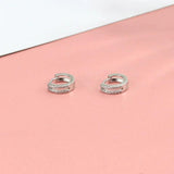Double Layer Zircon Hoop Earrings for Women Silver Ear Buckle Jewelry