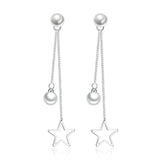 925 Silver Star Pearl Tassel Earrings for Women