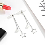 925 Silver Star Pearl Tassel Earrings for Women